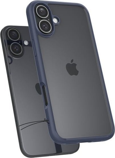 Kapak telefoni Spigen Ultra Hybrid për iPhone 16, mbrojtëse transparente, blu navy