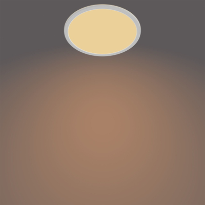 Plafonierë Philips SuperSlim LED IP44, 24.5cm, 2700K, e bardhë