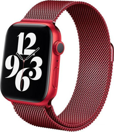 Rrip çeliku inox për Apple Watch, 38/40/41 mm, mbyllje me magnet, i kuq