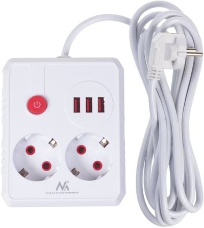 Zgjatës elektrik Maclean, 2 priza, 3xUSB, 110-240V