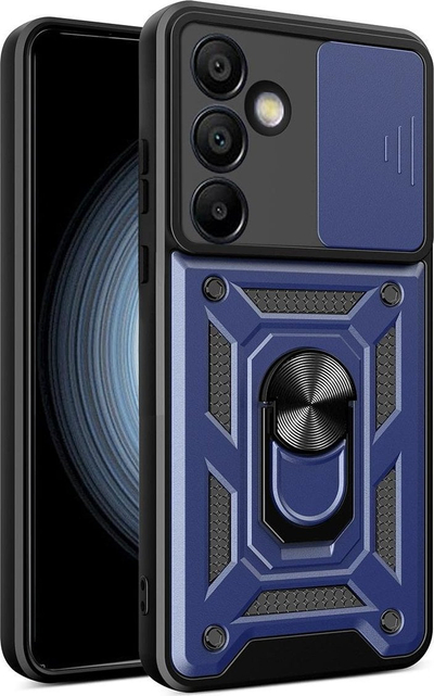 Mbulesë Samsung Galaxy S24 FE Rugged Hybrid Camshield, me unazë metalike, blu