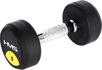 Hantel HMS HG PRO, 5 kg, i veshur me gomë, i zi