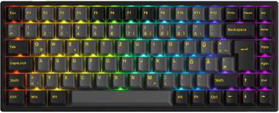 Tastierë mekanike Akko Black & Gold 3084B Plus ISO-DE, wireless 2.4GHz Bluetooth, RGB, e zezë