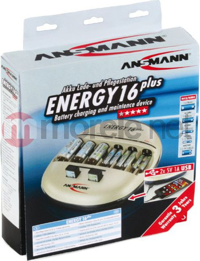 Karikues baterish Ansmann Energy 16 Plus, 16 vende, USB, bezhë