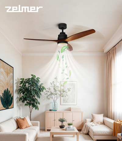 Ventilator tavani Zelmer ZCF7601, 132 cm, 40W LED, ngjyrë dru lisi