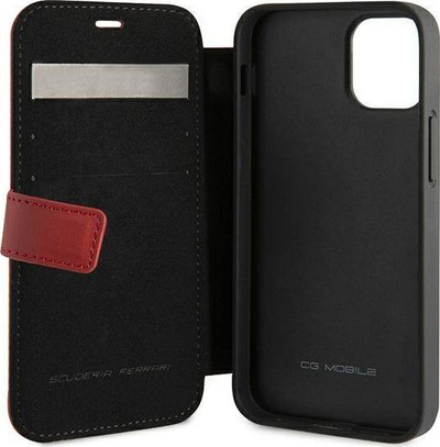 Këllëf telefoni Ferrari FEOGOFLBKP12S për iPhone 12 mini, lëkurë, i kuq