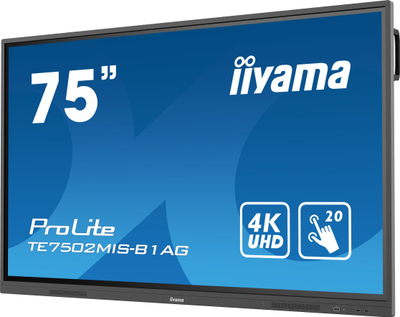 Ekran interaktiv Iiyama ProLite TE7512MIS-B1AG, 75", 4K Ultra HD, me prekje, i zi