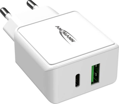 Karikues muri Ansmann HC218PD, 18W, USB A edhe USB C, i bardhë