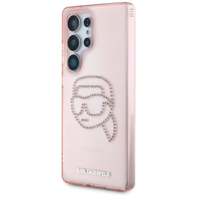 Mbrojtëse telefoni Karl Lagerfeld Glitter për Samsung Galaxy S25 Ultra, TPU PC, me rhinestones, rozë
