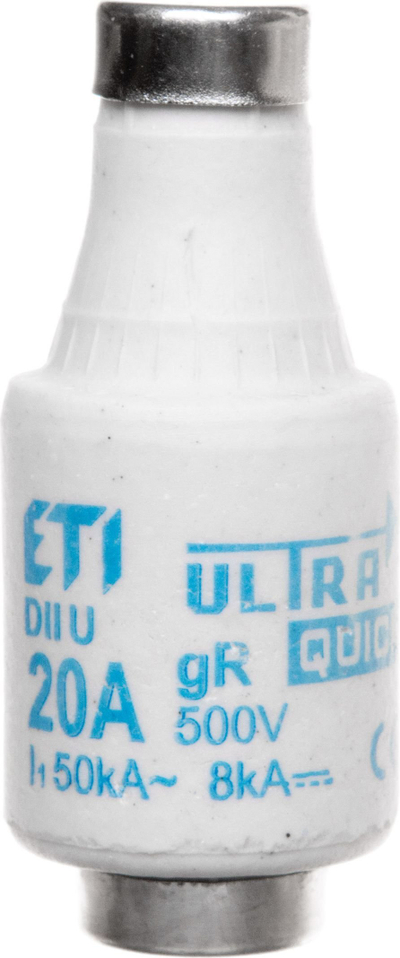Siguresë DII ETI DIIUQ20A 004322006, 20A gR, 500V, blu