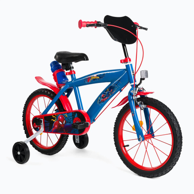 Bicikletë fëmijësh Disney Spider Man 16", me rrota ndihmëse, e kuqe blu
