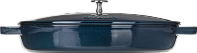 Enë ovale gize Staub La Mer Fish, 32cm, 2.8L, blu e errët