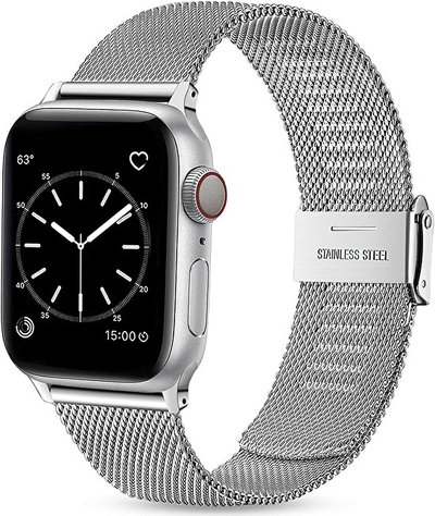 Rrip milanez çeliku 4wrist për Apple Watch - 42/44/45/49 mm, i argjendtë