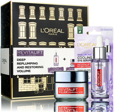 Set L´Oréal Paris Revitalift Filler, krem dite 50 ml + serum kund?r rrudhave 30 ml + mask? p?r zon?n e syve 11 g