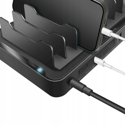 Stacion karikimi LogiLink USB C, 10 porta USB, 120W, i zi