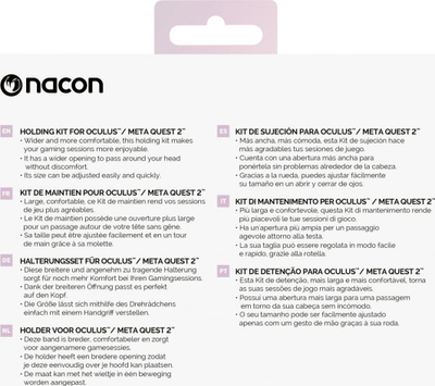 Aksesor për VR Nacon Holding Kit, për Oculus Meta Quest 2, madhësi e rregullueshme, i bardhë
