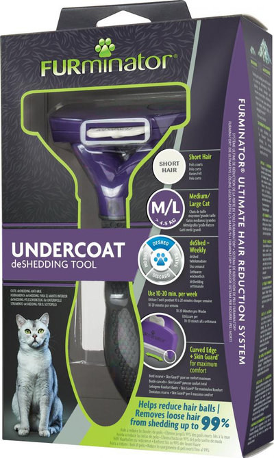 FURminator Алатка за Отстранување на Поддлака за Краткодлаки Мачки, Medium/Large