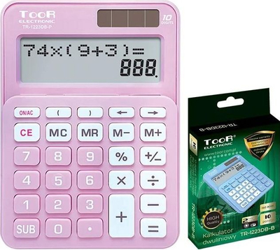 Kalkulator Toor TR-1223DB-P, 10 shifra, ekran me dy rreshta, gri