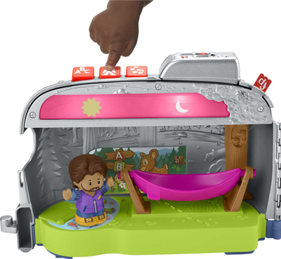 Set lodrash Fisher-Price Little People Camper HMV92, karavan kampingu për kalamaj të vegjël, shumëngjyrësh