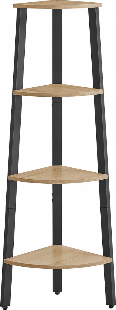 Raft këndor Valora Corner Bookcase, 4 rafte, 125 cm, sonoma oak me kornizë të zezë