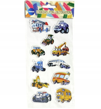 Sticker dekorativ Puffy Centrum, me makina, 30x35mm dhe 10x10mm, shumëngjyrësh