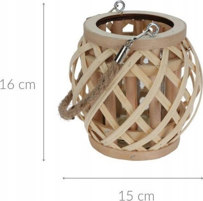 Kandil dekorativ Home Styling Collection Bamboo, bambus, 14.5x14 cm, ngjyrë natyrale