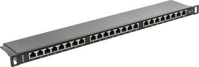 Patch panel Lanberg PPS6-0024-B, 24x RJ-45, Cat.6, 0.5U 19", i zi