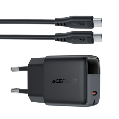 Karikues muri Acefast A113 GaN PD, 20W, USB‑C me ekran dhe kabllo, i zi