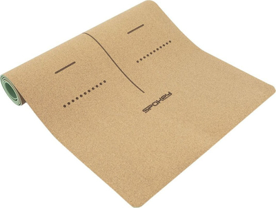 Tapet yoga Spokey Savasana Cork, 4mm, tapë natyrale, jeshil pastel