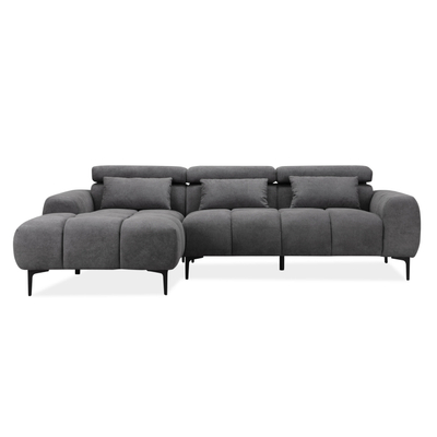 Divan këndor majtas Divya HM3267.02L, 264x175x99 cm, material Suede sintetik, gri