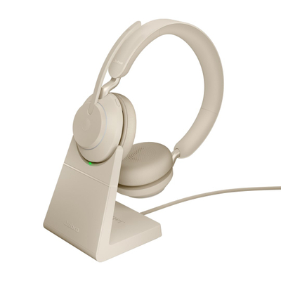 Безжични слушалки Jabra Evolve2 65 UC Stereo, Bluetooth, со микрофон, беж