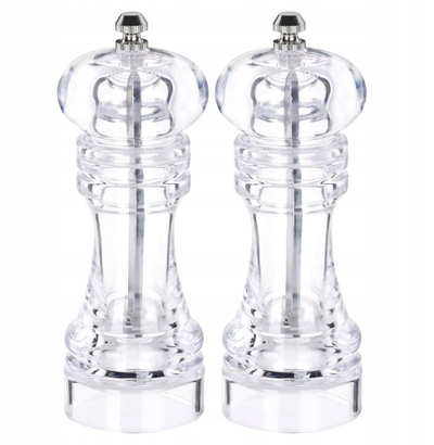 Set mullinj piper dhe kripë Vilde, akrilik, 16 cm, transparent, 2 copë