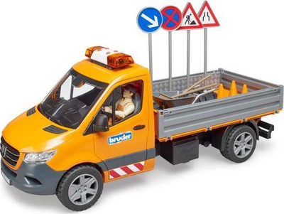 Veture lodër Bruder MB Sprinter Municipal, moduli dritë dhe zë, me figurë dhe aksesorë, portokalli
