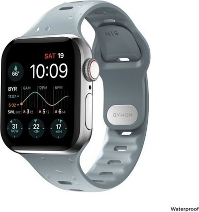 Rrip dore Nomad Sport Slim për Apple Watch, 41mm 42mm, që s’e ha uji, blu Glacier