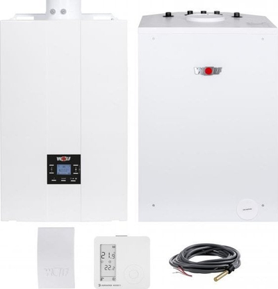 Kaldajë kondensimi Wolf FGB 28, 28 kW, depozitë 120L, e bardhë