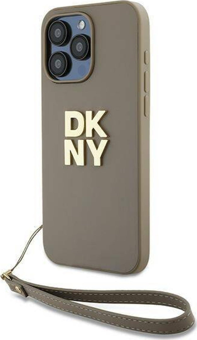 Mbulesë telefoni DKNY DKHCP15LPBSWSE, për iPhone 15 Pro 6.1", hardcase me rrip dore, bezhë