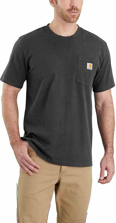 Bluzë Carhartt Workwear K87 me xhep, pambuk, gri e errët, M