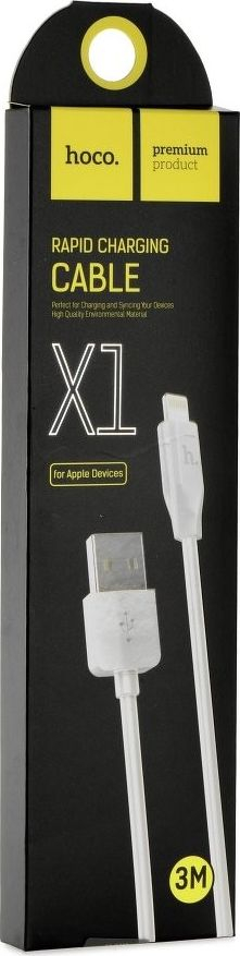 Kabllo USB Hoco X1, Lightning, 3m, USB 2.0, i bardhë