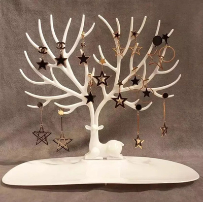Stativ bizhuterish AG119H Jewelry Rack, në formë peme dreri, plastikë PP, i bardhë