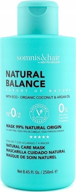 Maskë flokësh Somnis &amp; Hair Natural Balance, 250ml, pa sulfate, për të gjitha llojet e flokëve