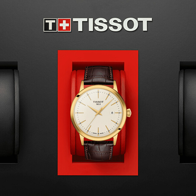 Orë për meshkuj Tissot Classic Dream T129.410.36.261.00, e artë/kafe