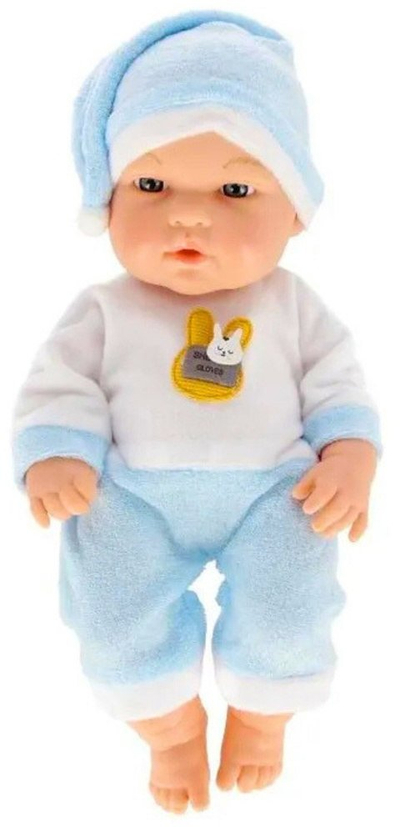 Kukull bebe me pizhamë, 30cm, duar dhe këmbë të lëvizshme, blu
