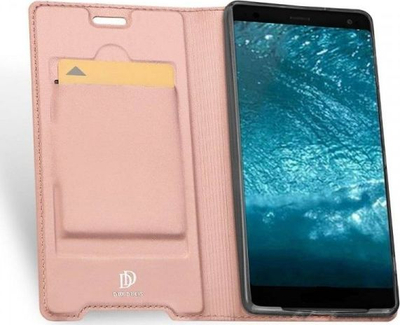 Mbulesë telefoni Dux Ducis Skin për Samsung Galaxy A01, me kapak dhe xhep karte, rozë e hapur