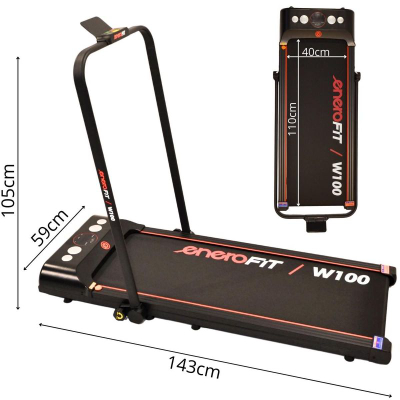 Tapet vrapimi EneroFit W100, me motor, paloset, ngjyrë e zezë