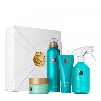 Set Rituals The Ritual Of Karma kRIT470 Xhel dushi 200 ml + Krem trupi 100 ml + Skrab trupi 124 g + Aromë dhome 250 ml