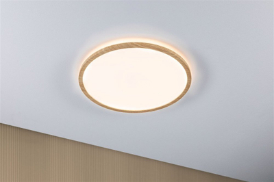 Lampë tavani Paulmann Atria Shine, LED, Ø42cm 3000K, efekt dru lisi