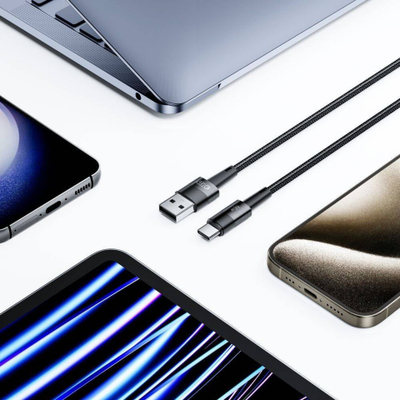 Kabllo karikimi Tech-Protect UltraBoost USB-A në USB-C, 66W 6A, 3m, gri