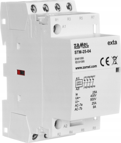 Kontaktor modular Zamel Exta STM-25-04, 25A, 230V, gri