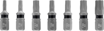 Set bitash Torx Einhell, 7 copa, 25 mm, T10 gjer në T40