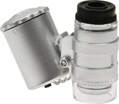 Mikroskop xhepi GEKO G03218, zmadhim 60x, ndriçim LED edhe UV, i bardhë